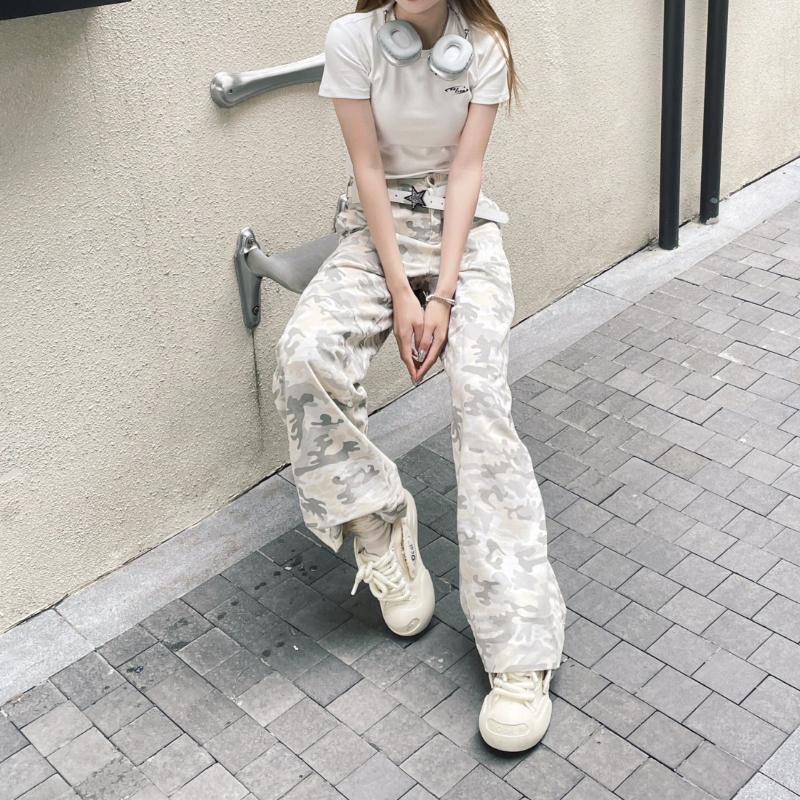 Винтажные мешковатые брюки Y2k, женские камуфляжные уличные брюки большого размера в стиле хип-хоп, свободные брюки, корейская мода, повседневная Америка, ретро