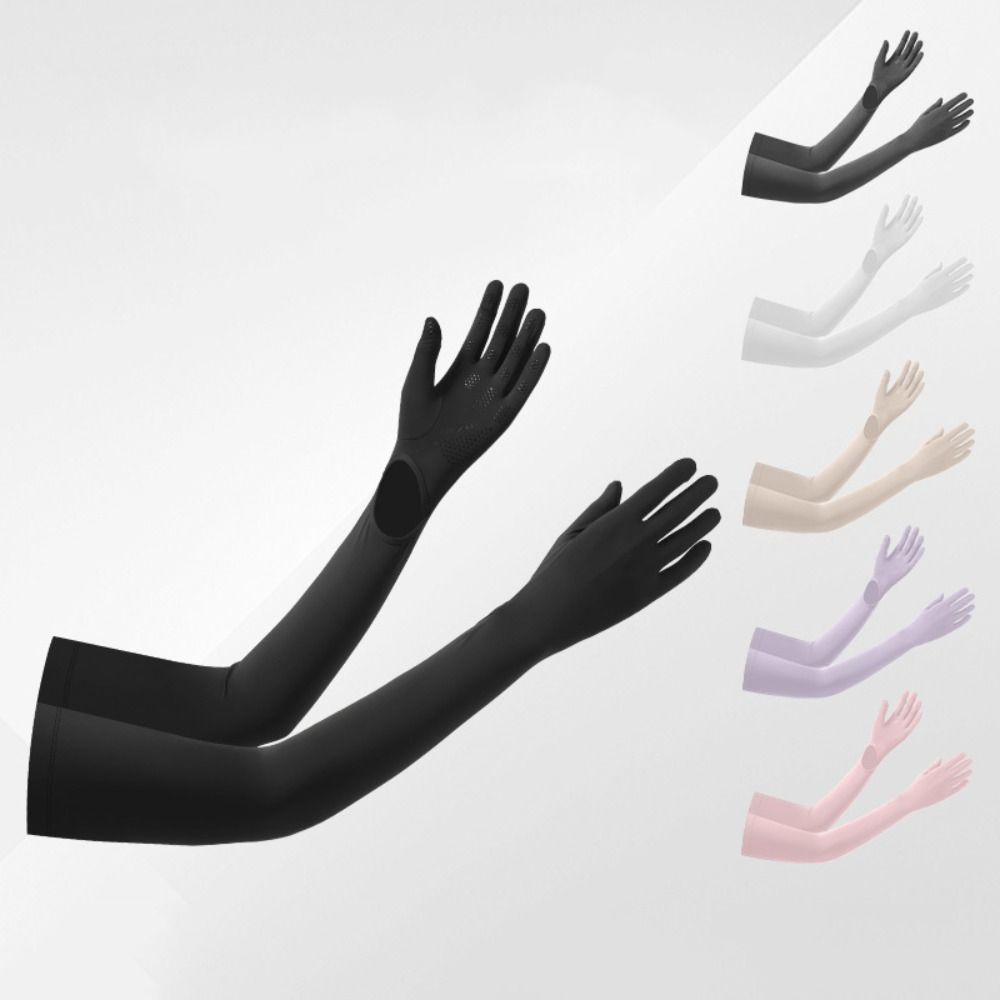 Non-slip Ice Silk Arm Sleeve Sun Protection Sunscreen Sleeve Gloves Thin Long Sleeve  Riding