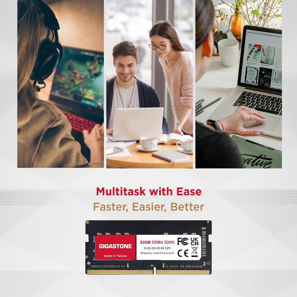 GIGASTONE 32GB x 2 DDR4 3200MHz or CL22 SODIMM Unbuffered Laptop Memory Module Upgrade (64GB Kit) (2933MHz 2666MHz) PC4-25600 (PC4-23400/21300) 1.2V