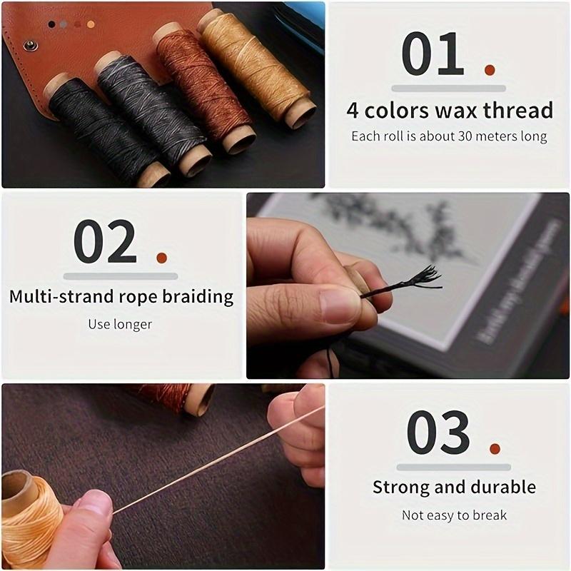 Leather Working Kit Leather Sewing Kit Large-Eye Stitching Needles, Waxed Thread, Leather Upholstery Repair Kit, Leather Working Tools and Supplies
