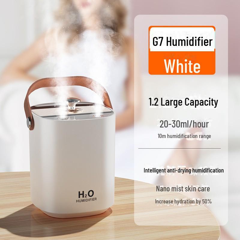 Бесшумный настольный увлажнитель воздуха объемом 1,2 л с двойным распылением и зарядкой через USB
