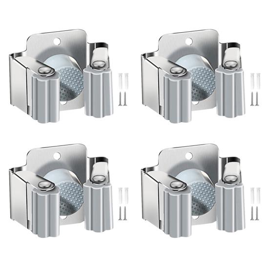 Настенный держатель для швабры с нескользящей конструкцией, простая установка, прочный держатель для швабры из нержавеющей стали, вешалка для швабры с винтами