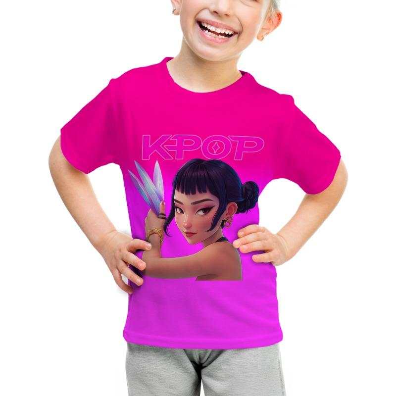 2025 Новая детская хлопковая KPop футболка с демоном-охотником в повседневном стиле, с короткими рукавами, для девочки, для мальчика, KPop девичья группа, подарок для фаната