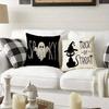 Home Decor Spooky Cat and Halloween-themed Pillow Covers Pattern Cushion Cover Suitable for Sofa Bedroom Car Pillow Cover
