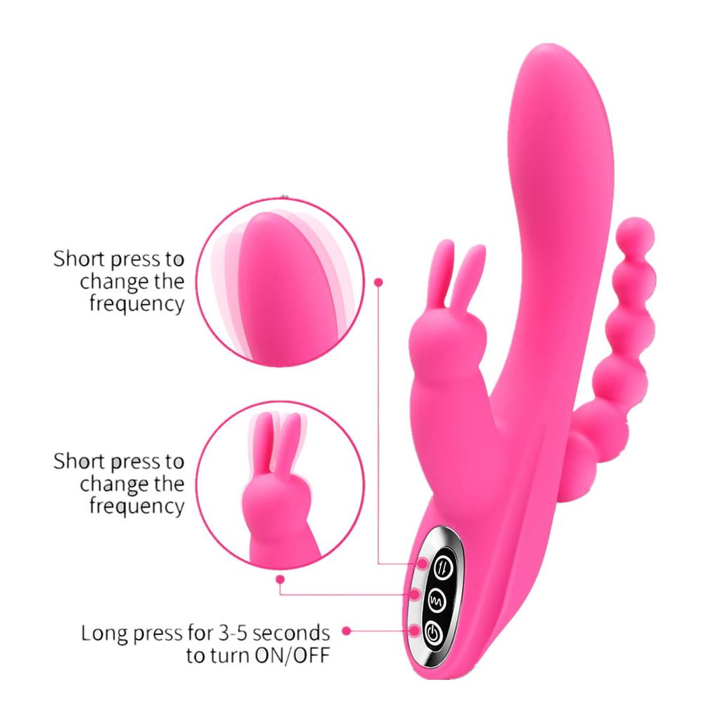 3 In 1 Rabbit Vibrator Dildo Rechargeable Vibrator Clitoris Stimulator Silicone Sex Toys with 7 Powerful Vibration Modes G Spot