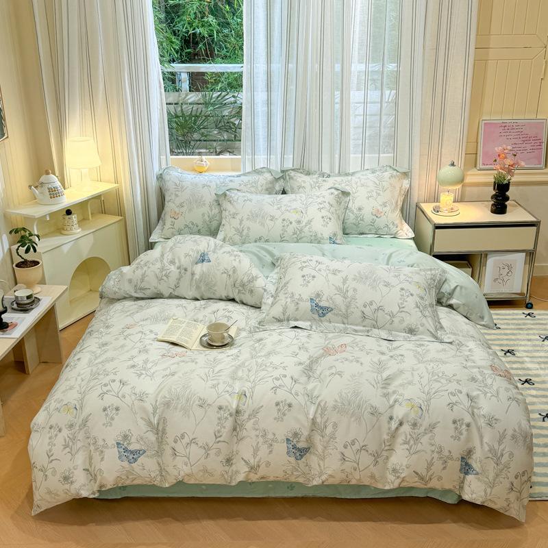 Комплект из четырех предметов, пододеяльник из чистого хлопка, простыня из хлопка, комплект из трех предметов для односпальной кровати в общежитии