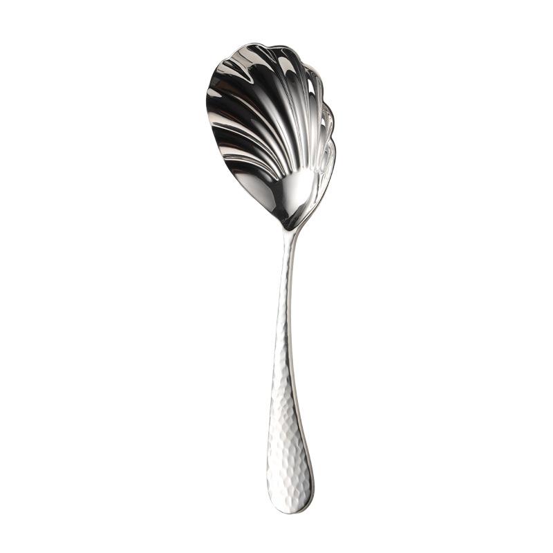 304 Stainless Steel Hammer Point Shell Public Spoon Lotus Spoon High Value Home Creative Gifts Tableware Meal Sharing