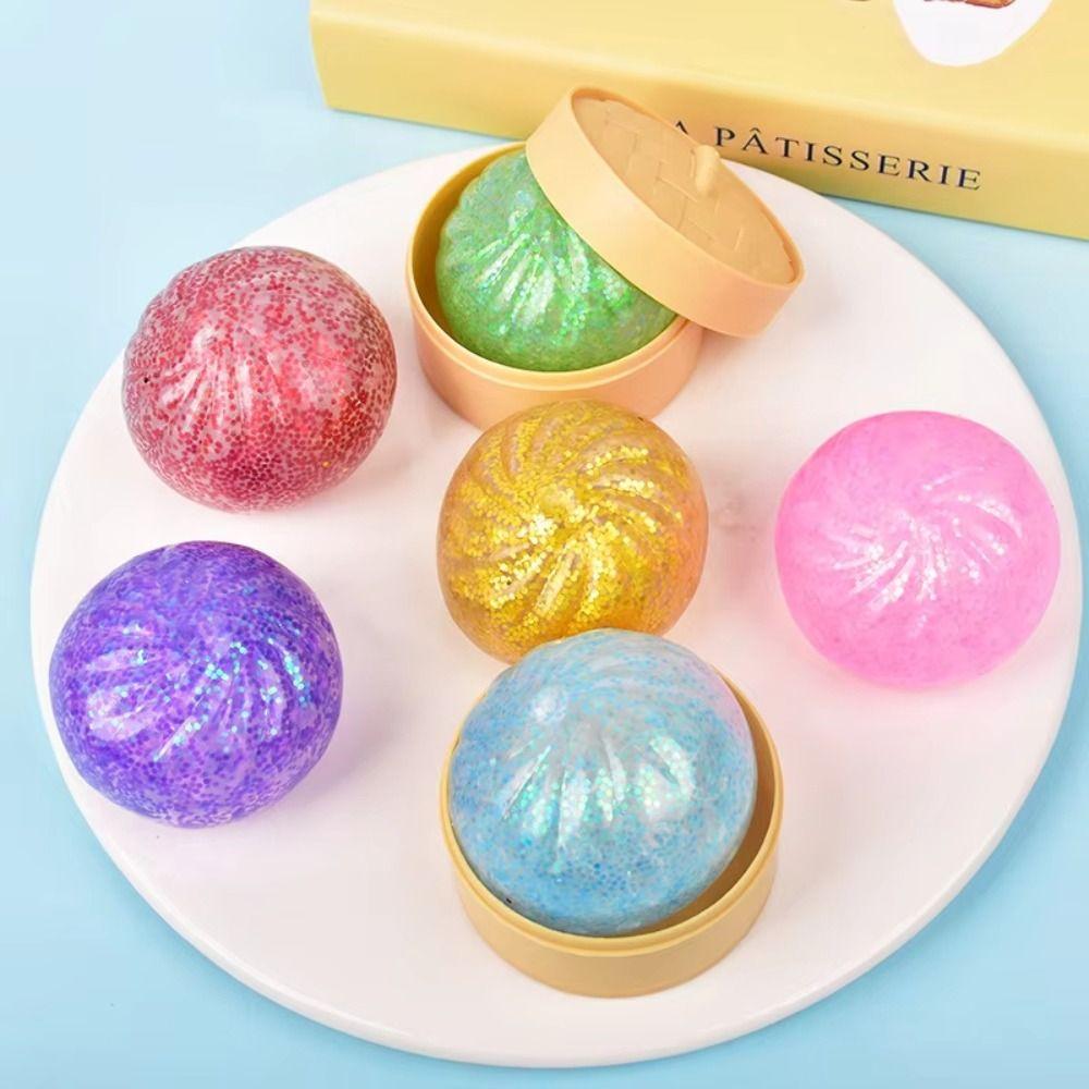 Mini Glitter Dumpling Squishy Toys Realistic Bun Sensory Fidget Ball Squishy Dumpling Kids Adults