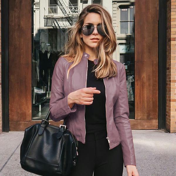 Женская тонкая куртка, рубашка на молнии, мягкая куртка из искусственной кожи