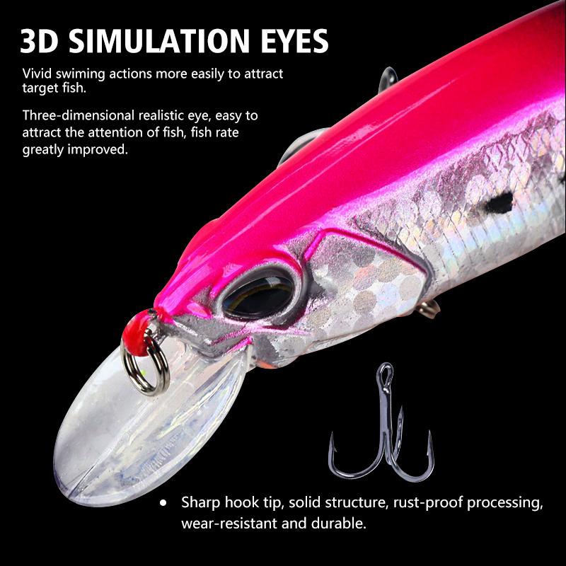 1 шт. 12 см 15 г большая длинная приманка для морской рыбалки гольяна, приманка с 3D глазами, сильные крючки, приманки для морской рыбалки
