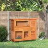 Outdoor Wooden Rabbit Hutch with House and 2-Story Enclosure, 122x48x100 cm