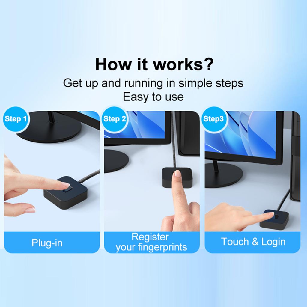 USB Fingerprint Reader For Windows Hello Fingerprint Reader Biometric Fingerprint Login Reader for Windows 11/10