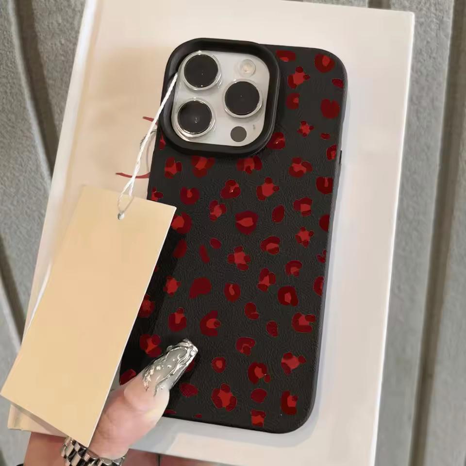 Черный Леопардовый Дизайн Чехол из ПУ Кожи для Телефона iPhone 16 Pro 17 15 14 Plus 13 12 11 Pro MAX 17 Air 16E Бампер Задняя Крышка