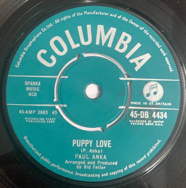 7-дюймовая пластинка PAUL ANKA Puppy Love Adam And Eve 45DB4434 Columbia UK Rock Б/у