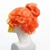 Anime Character Synthetic Short Curly Wig Orange Highlighted Wooly Curl Bobblehead Style for Women And Men Costume Party