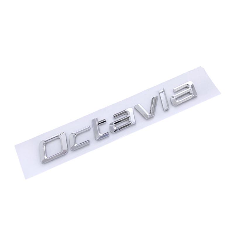 JBIW9 3D ABS Chrome Black Logo Octavia Emblem Letters Car Rear Trunk Sticker For Skoda Octavia 1 2 3 4 MK3 MK4 MK5 RS VRS Accessories