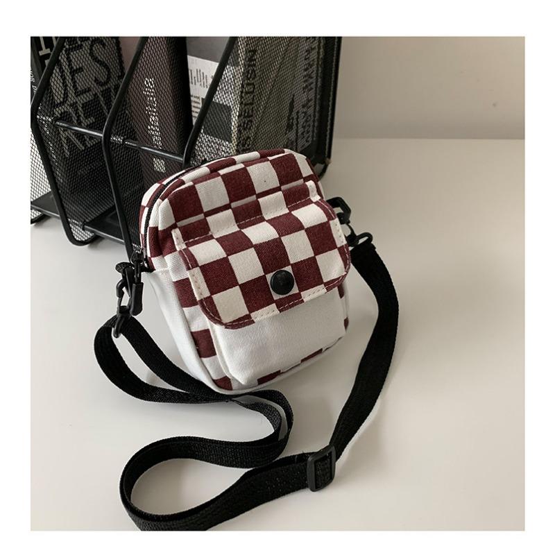 Клетчатая одноплечевая холщовая маленькая женская сумка Harajuku Girl Soft Sister Trend Crossbody Bag