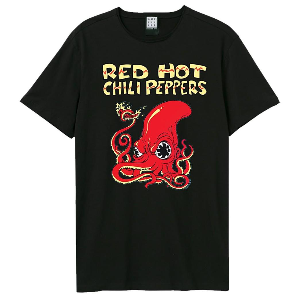 Amplified Unisex Adult Fire Squid Red Hot Chilli Peppers T-Shirt