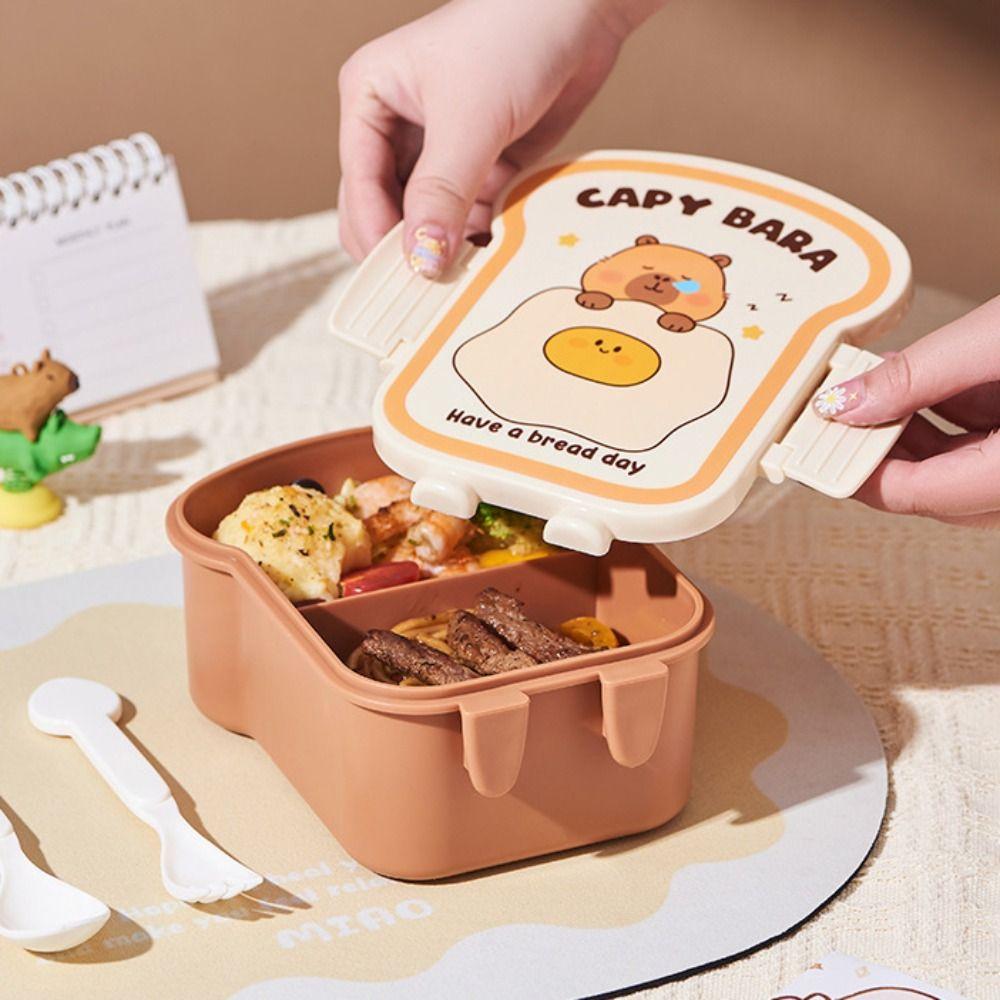 Capybara Meal Boxes Grid Crisper Cute Lunch Box for Outdoor Picnic School