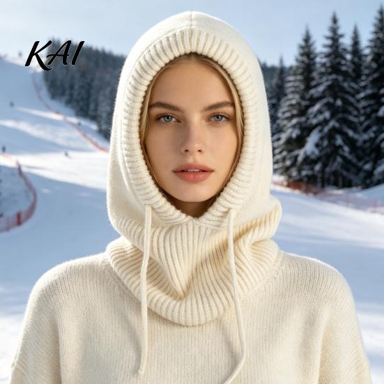 Windproof Ski Mask with Neck Warmer Winter Balaclava Hat for Men And Women, Breathable Face Knitted Hooded Neckerchief, Adjustable Drawstring Thermal