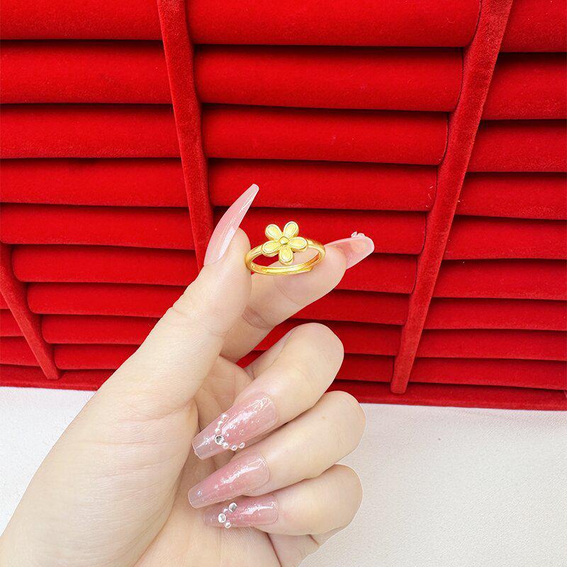 Изысканное открытое кольцо цвета песка и золота для женщин: Высококачественный нишевый дизайн, легкий роскошный стиль, стойкий цвет, имитация золота.