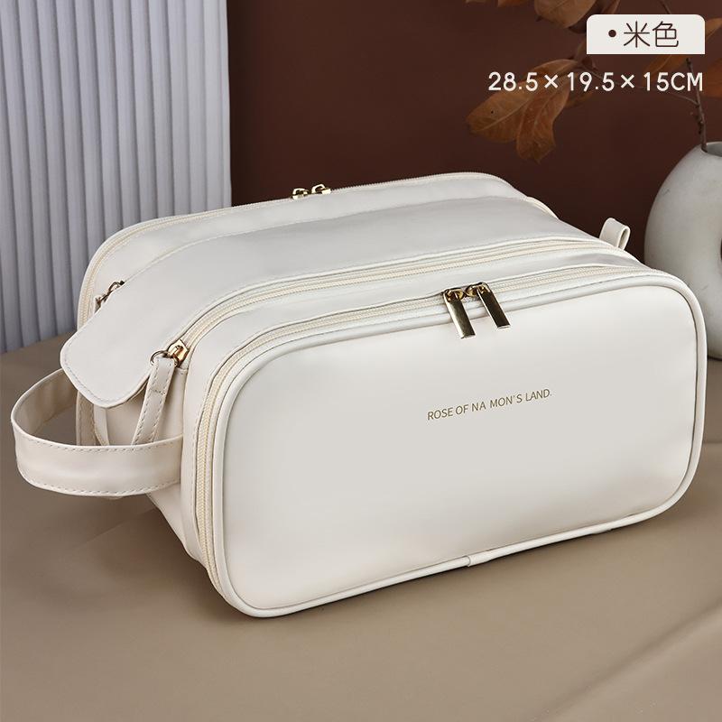 Новая трехслойная косметичка из полиуретана с двойной молнией, переносная сумка для хранения, дорожная косметичка, туалетная сумка, сумка для хранения