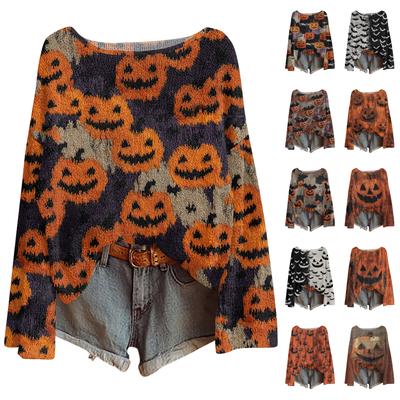 Женские осенние свитера с длинным рукавом, топы с принтом, пуловеры, свободная нарядная повседневная базовая одежда