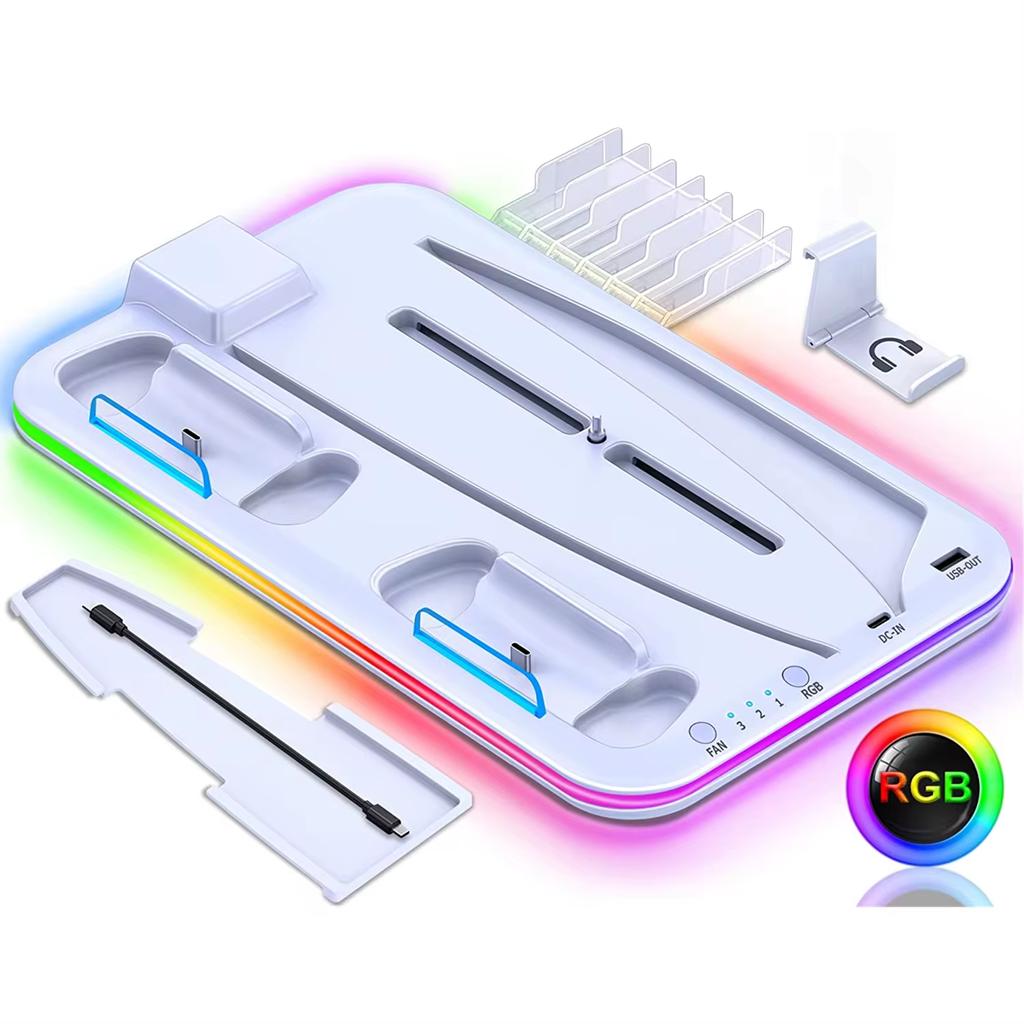 STORM WYRM Cooling&Charging Station with Controller for Playsation 5 Digital/Disc,RGB Light, Headset Holder STK-DZ501