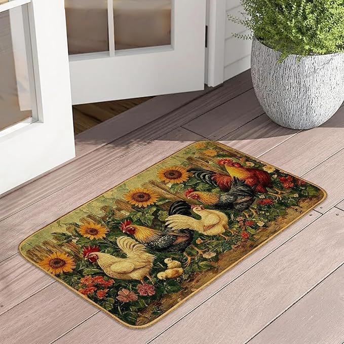 Retro Butterfly Floor Mat Bathroom Door Mat Dirt Resistant and Easy To Maintain Foot Mat