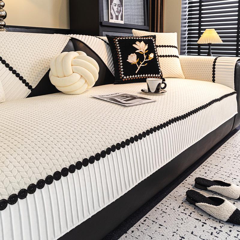 Cream Style Sofa Cover Splicing Jacquard Sofa Cover Thicken Living Room Couch Cushion Anti-slip Four Season Universal Sofa Towel