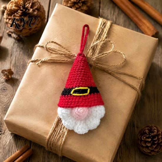 Faceless Gnome Decorations Hand Crochet Christmas Ornaments, Knitted Hanging Decorations, Small Tree Charms Yarn Elf Pendants for Home Door Car Decor