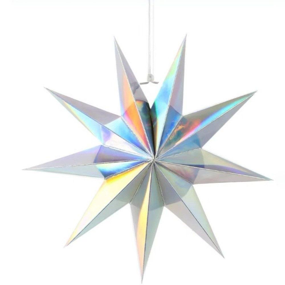 New 30cm Star Lanterns Folding 9-Pointed Hanging Paper Stars DIY Crafts Home Decor Birthday Party