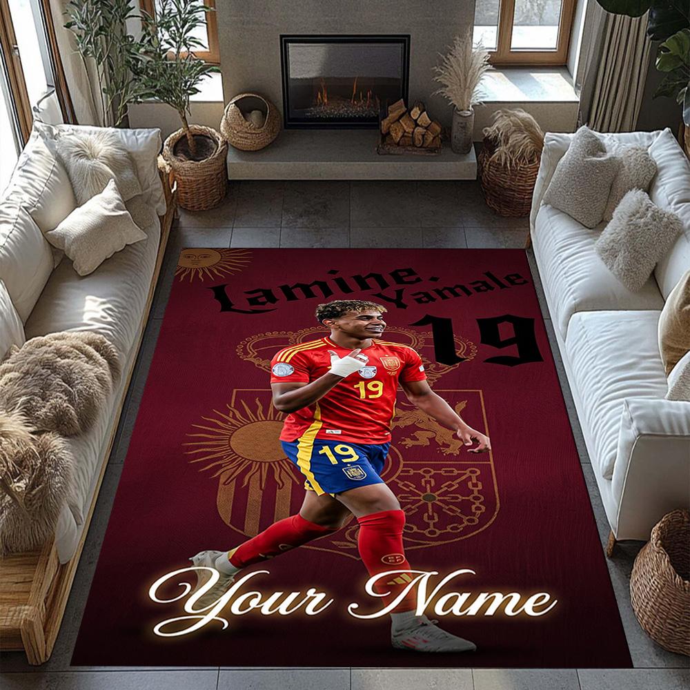 Lamin Yamal Customized Name Floor Rug Office Rug Design For Outdoor Living Rooms Entryway Kitchen Antislip Carpet Anime Office Decor Wedding Party Gif