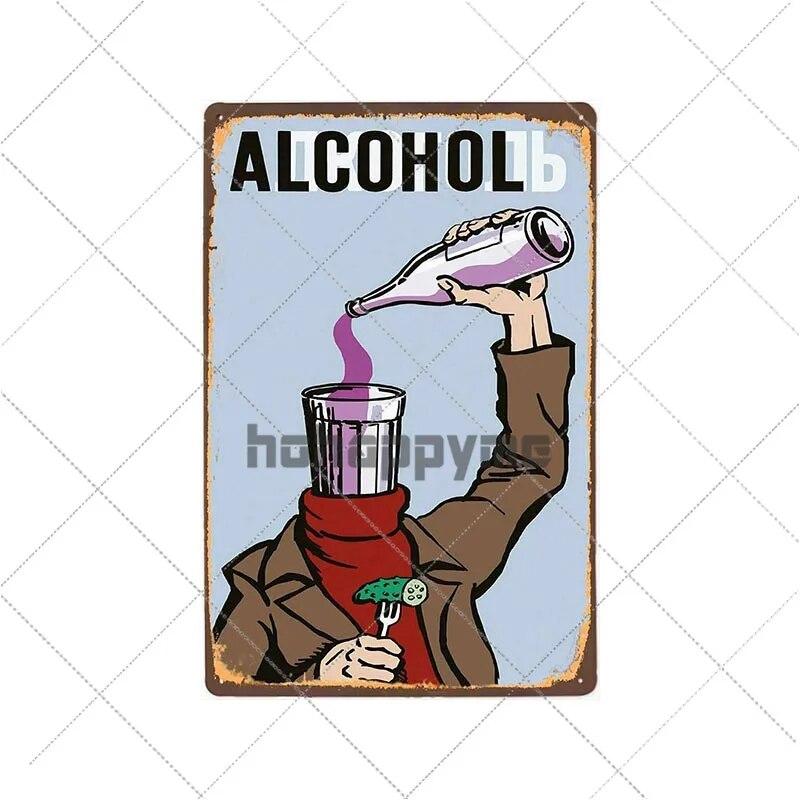 Ретро алкогольные знаки, забавная металлическая табличка, винтажные пивные тарелки, бар, паб, клуб, человек, пещера, украшение на стену, домашний декор 20x30 см