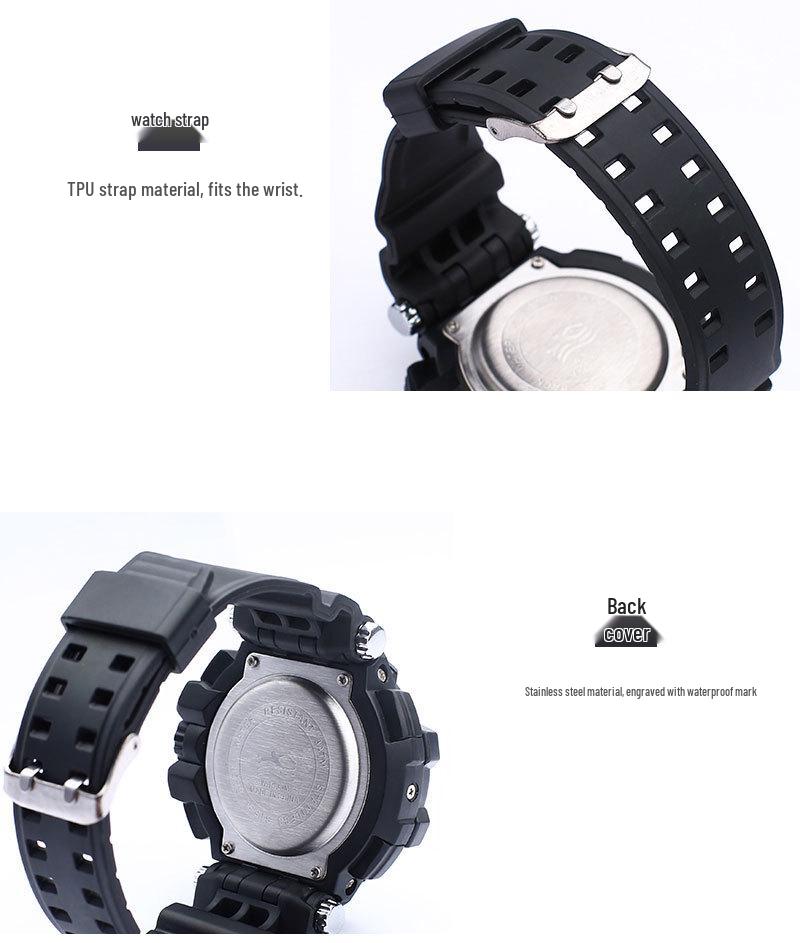 Светодиодные молодежные светящиеся водонепроницаемые спортивные часы-хронограф с многофункциональным дисплеем