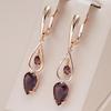 Drop Shape Purple Zircon Long Pendant Earrings for Women Fashion Gold Color Accessories Wedding Jewelry