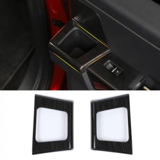 Black Wood Grain Rear Door Handle Cup Holder Panel Trim Cover For Ford F150 21+