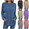 Women's Fashion Solid Color Knitted Fir Round Neck Dropped Shoulders Long Sleeve Loose T-Shirt Top