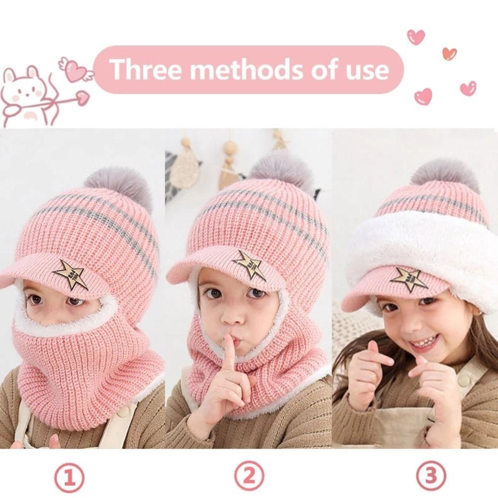 Зимняя теплая бейсболка с флисовой подкладкой, вязаная шапка, шарф с капюшоном, детская шапка-шапка