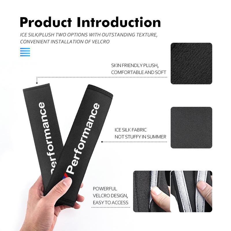 BBKL3 Car Seat Belt Plush Shoulder Strap Cover Safety Belt Pad Protector For BMW Performance M M3 M5 iX5 iX6 E60 E61 E62 E70 E71