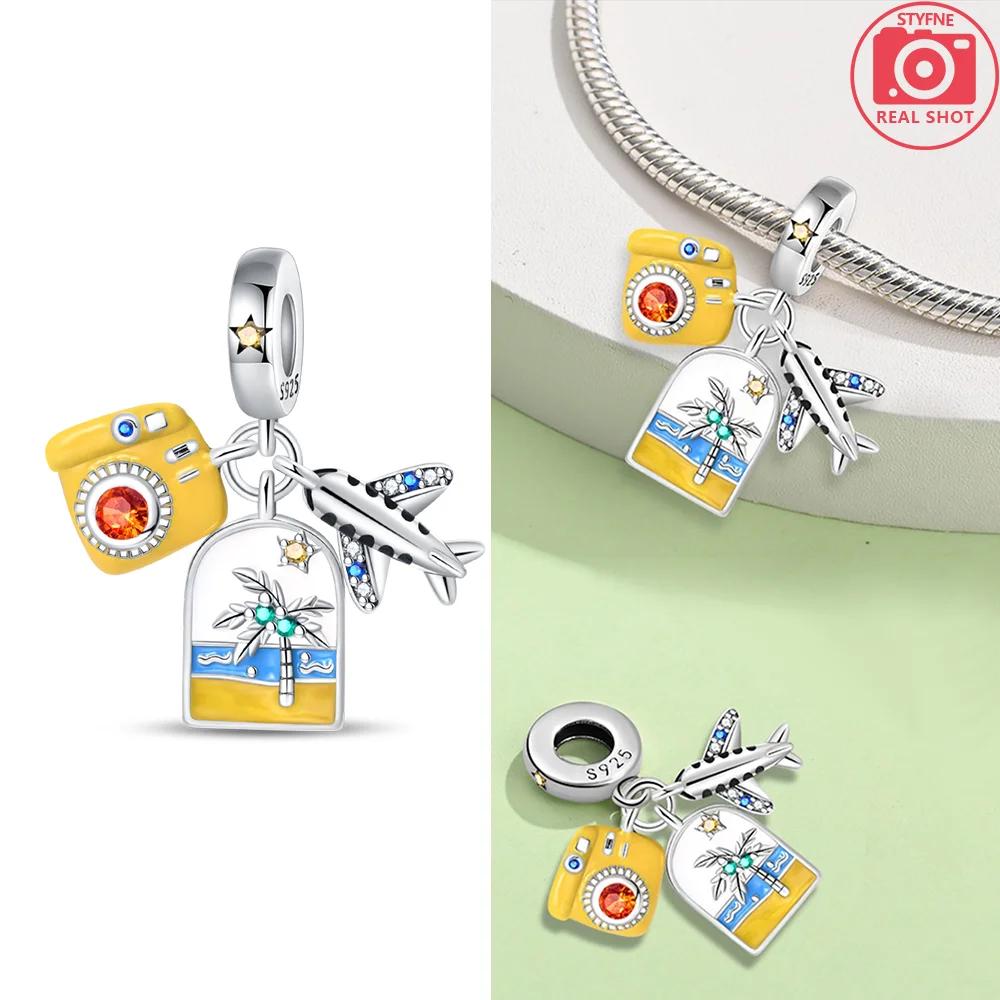 Подвески Шармы Бусины Оригинальные Медные Розовые Высокие Каблуки Чемодан Девочки Самолет Подходят Браслет Изящные Женские DIY Праздничный Подарок