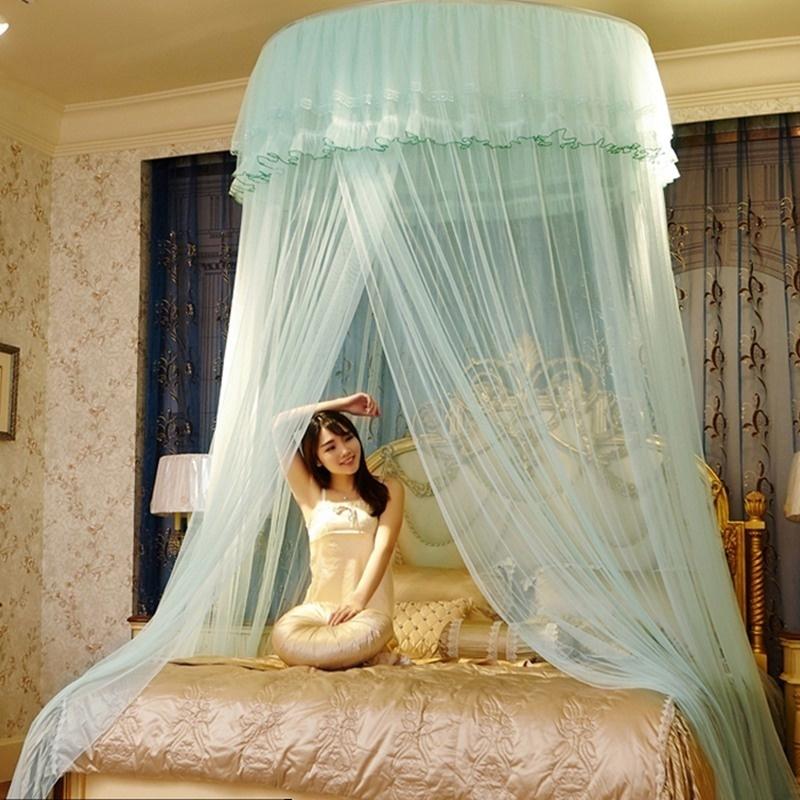 Children Home Bed Mosquito Net Floor Court Style Heighten Thickened Ceiling Lace Gauze Mesh