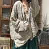 Women Vintage Solid Color O-Neck Long Sleeve Spring Chinese Style Soft Female Coats
