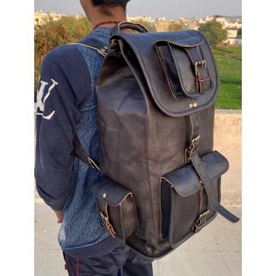 Большой мужской винтажный рюкзак из натуральной козьей кожи, дорожный рюкзак, спортивная сумка для ноутбука