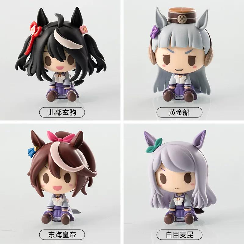 4 шт./комплект Фигурки Чиби Uma Musume Pretty Derby Мини-ушки лошади Kitasan Black Gold Ship Tokai Teio Oguri Cap Милый Аниме Модель Игрушка