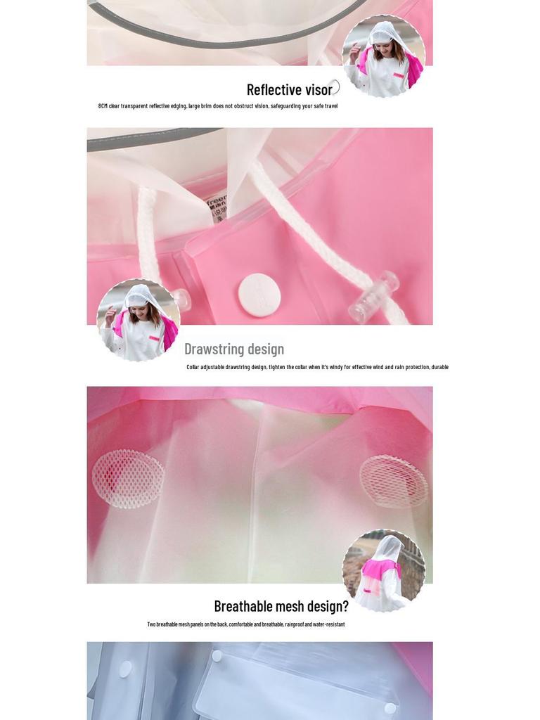 Qinfei Unisex Long Travel Rain Poncho with High-Frequency Heat-Pressed Seams