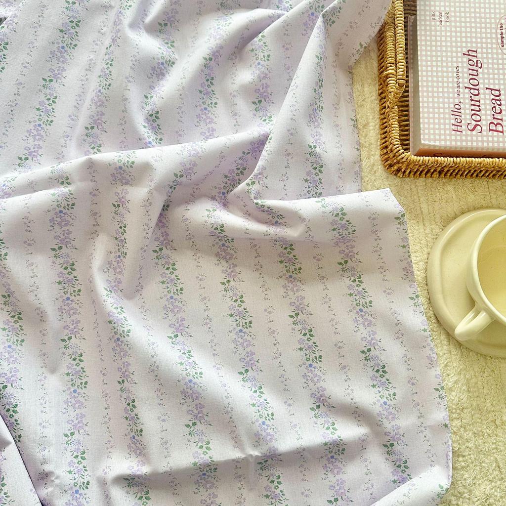 Хлопковая ткань 40-х годов с цифровой печатью, в корейском стиле, с цветочным принтом и полоской, для женской, детской, семейной и домашней одежды