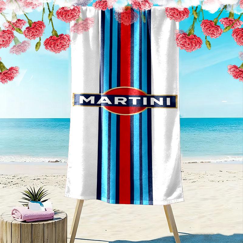 Пляжное полотенце с принтом Martini Racing, Большое мягкое быстросохнущее полотенце для пляжа, кемпинга, плавания