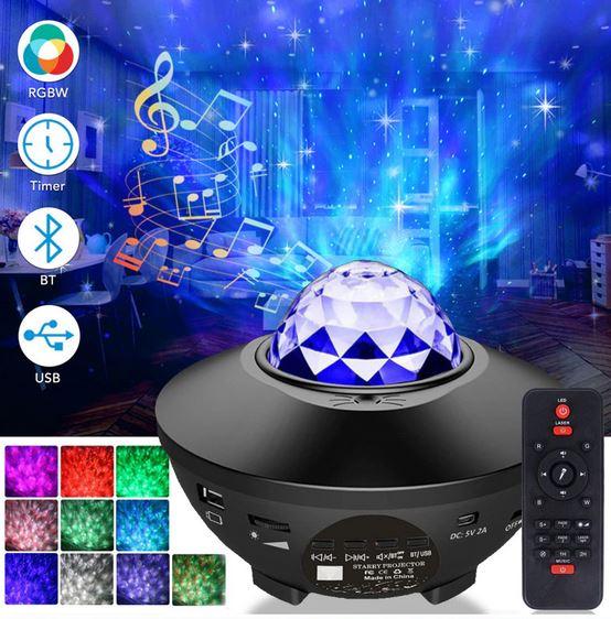 Star Projector with Bluetooth Speaker, LED Star Display, Black