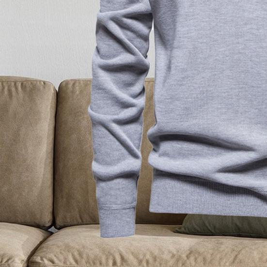 Мужской свитшот со стойкой, на молнии, с половинной планкой, с длинным рукавом, пуловер, топы однотонные, осенне-зимние теплые топы